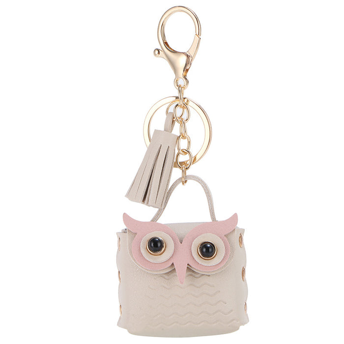 Wholesale Owl Keychain Mini Bag Cartoon Multicolor Coin Purse Rivet Owl Small Bag Gift Pendant