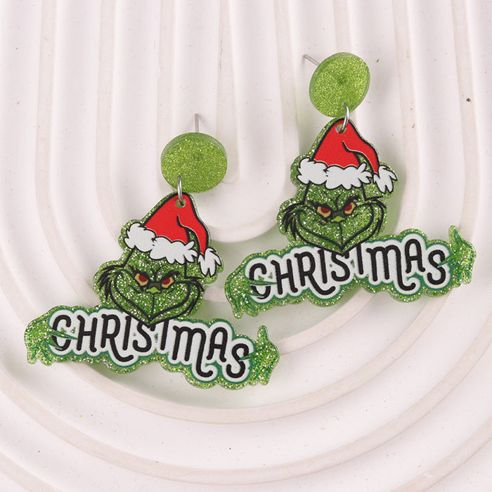 Wholesale Christmas Tree English Clown Acrylic Earrings Cartoon Pistol Earrings