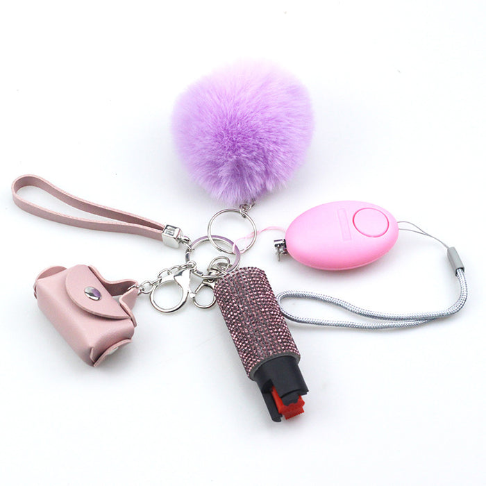 Wholesale Leather Ladies Bag Fur Ball Set of 4 Keychains JDC-KC-CanWu010