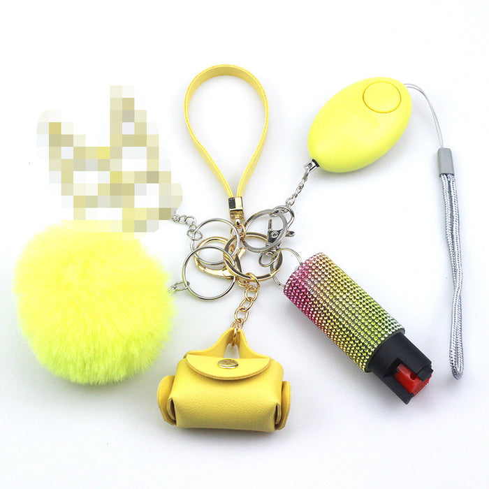 Wholesale Leather Pom Pom 5 Piece Keychain Set JDC-KC-TouMS044