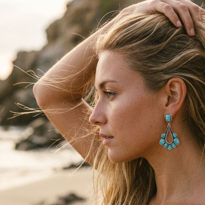 Wholesale Retro Turquoise Alloy Earrings