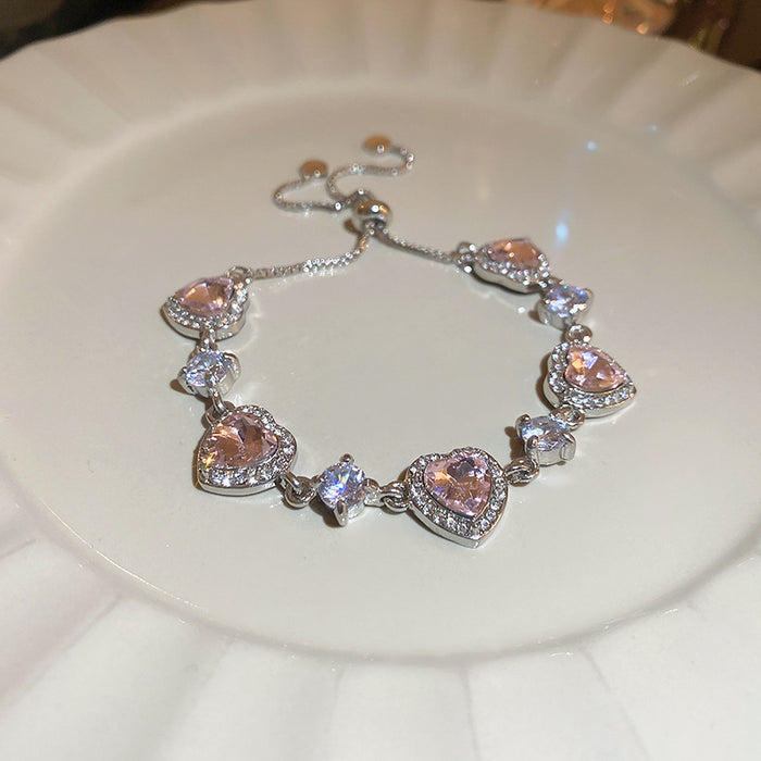 Wholesale Pink Zircon Geometric Round Pull-out Bracelet