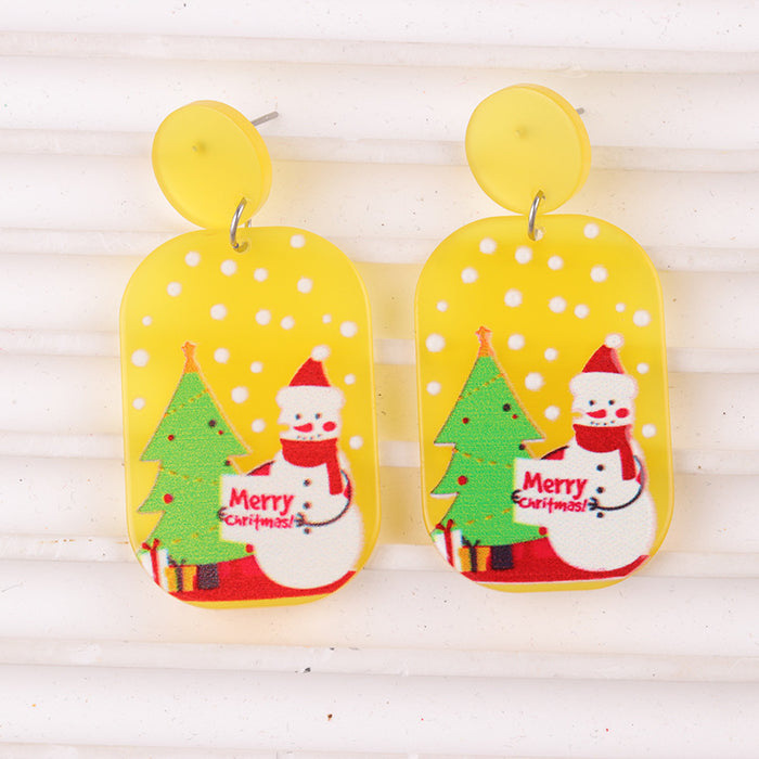 Wholesale Christmas Earrings Elk Christmas Tree Snowman Acrylic Earrings Geometric Earrings Ear Jewelry