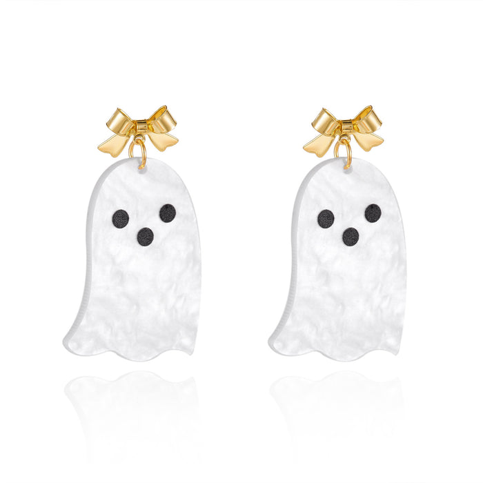 Wholesale  Earrings Acrylic Flower Ghost Cartoon Ghost Print Pendant Fashion Personalized Earrings
