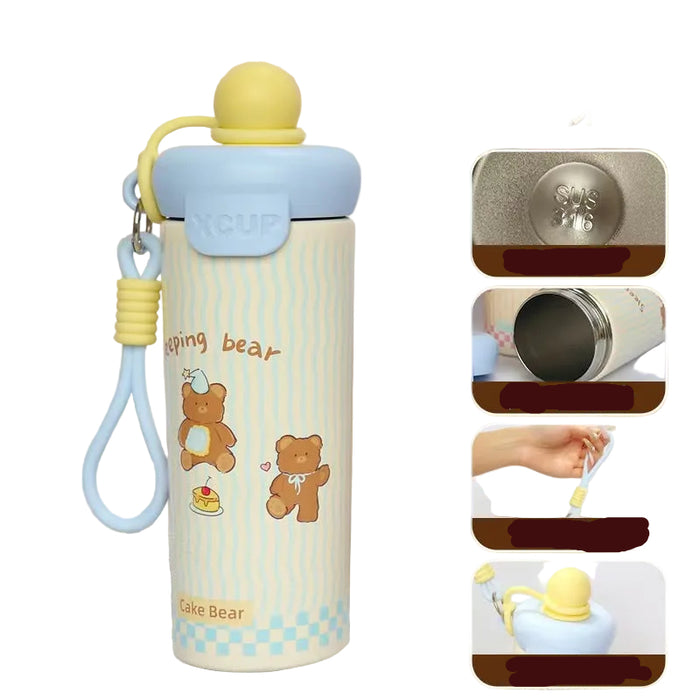Wholesale Cute animal pattern stainless steel straw thermos for students