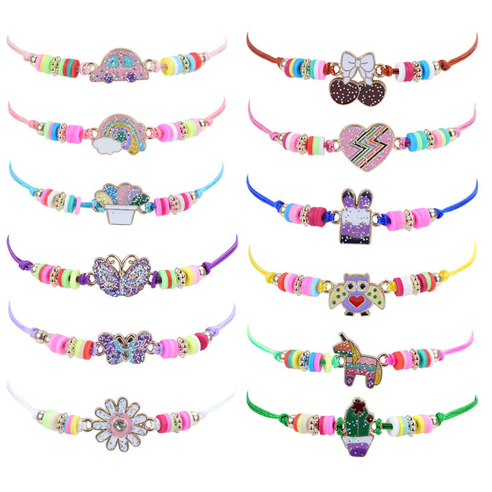 Wholesale Colorful Polymer Clay Braided Children's Bracelets JDC-BT-YiYe043