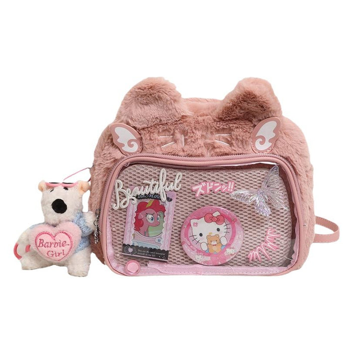 Wholesale Plush PU transparent anime-style backpack/ shoulder bag/ crossbody bag