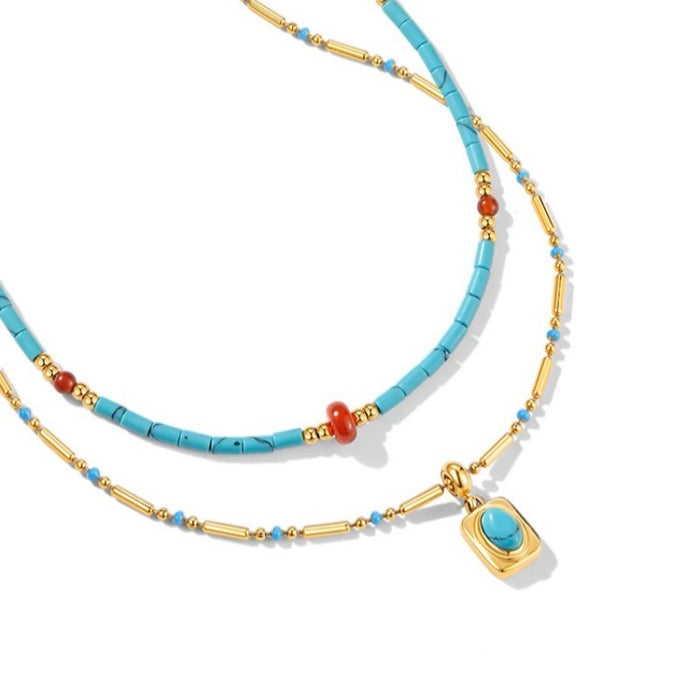 Wholesale Pine stone layered necklace for women's summer collarbone chain