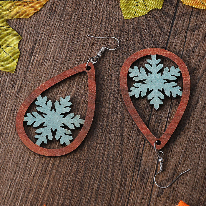 Wholesale Winter Snowflake Earrings Hollow Double-Sided Earrings