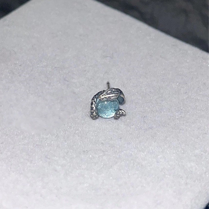 Wholesale Silver snake wrapped imitation moonstone ear buckle, light luxury, niche high-end design, spirit snake earrings, versatile earrings