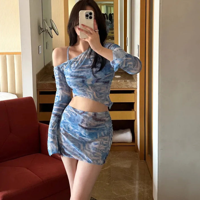 Wholesale Sexy split skirt style four piece swimsuit bikini