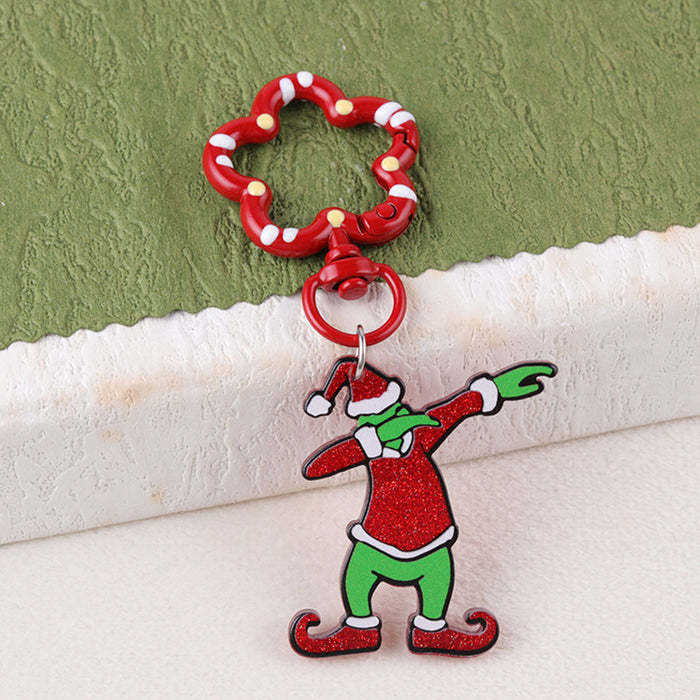 Wholesale Cartoon Christmas series funny acrylic keychain fashionable personality antler pendant jewelry
