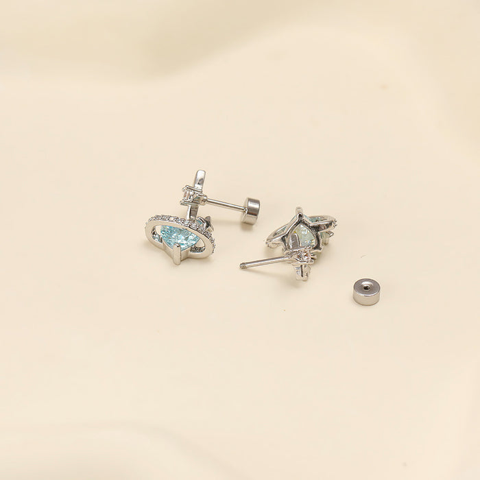 Wholesale Women's Titanium Steel Four-Pointed Star Heart Earrings