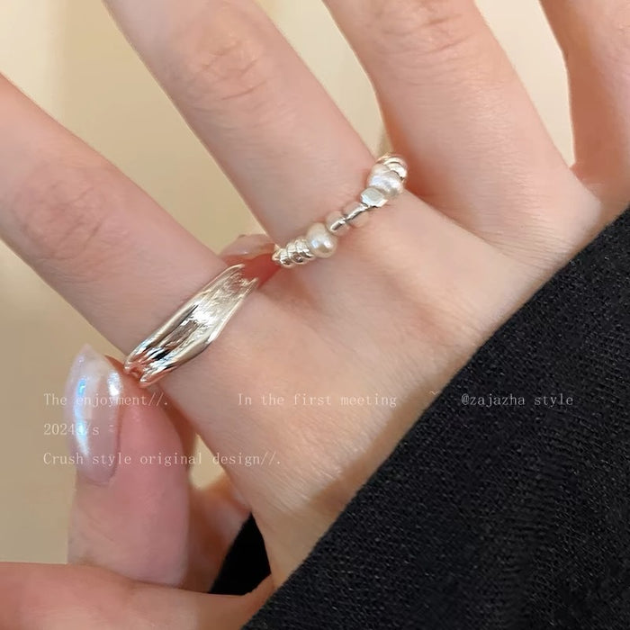 Wholesale Pearl ring, female niche design, light luxury, high-end feeling, index finger ring, cold and stylish hand