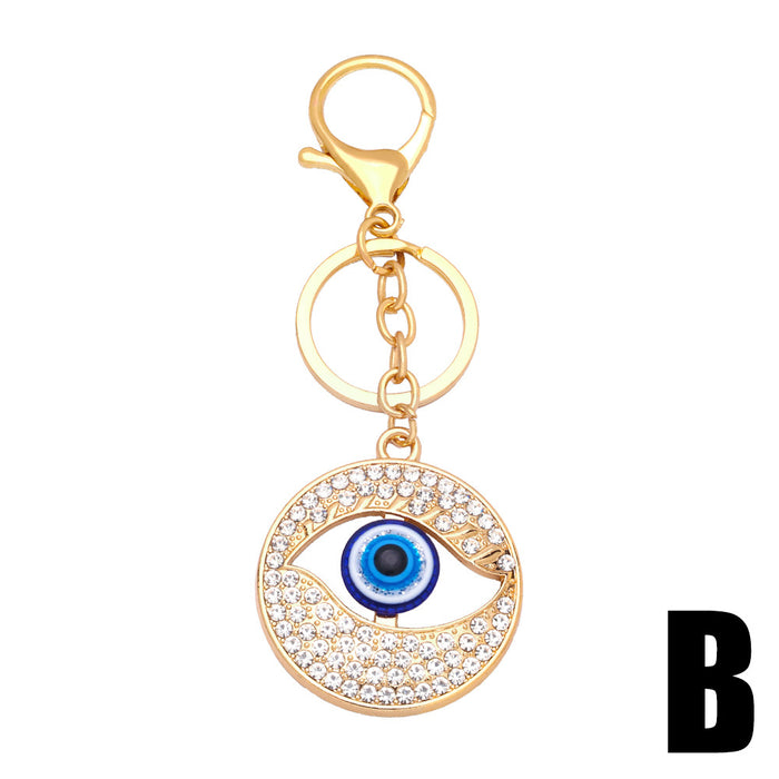 Wholesale Colorful Rhinestone Devil Eye Metal Keychain JDC-KC-AS005