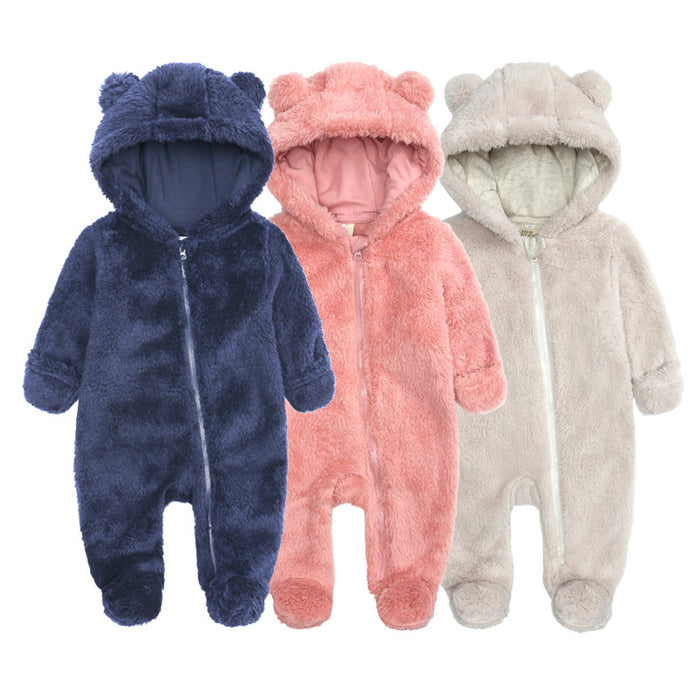 Wholesale Autumn and Winter Baby Jumpsuits Baby Crawling Clothes Thick Warm Newborn Flannel Outdoor Clothes Plush Clothes JDC-BC-SK004