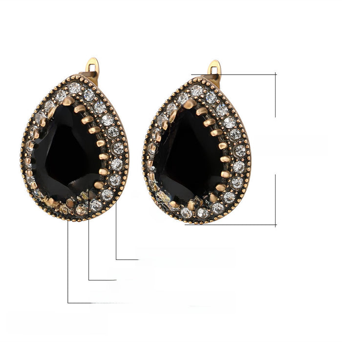 Wholesale  jewelry retro  earrings drop-shaped inlaid resin rhinestone earrings