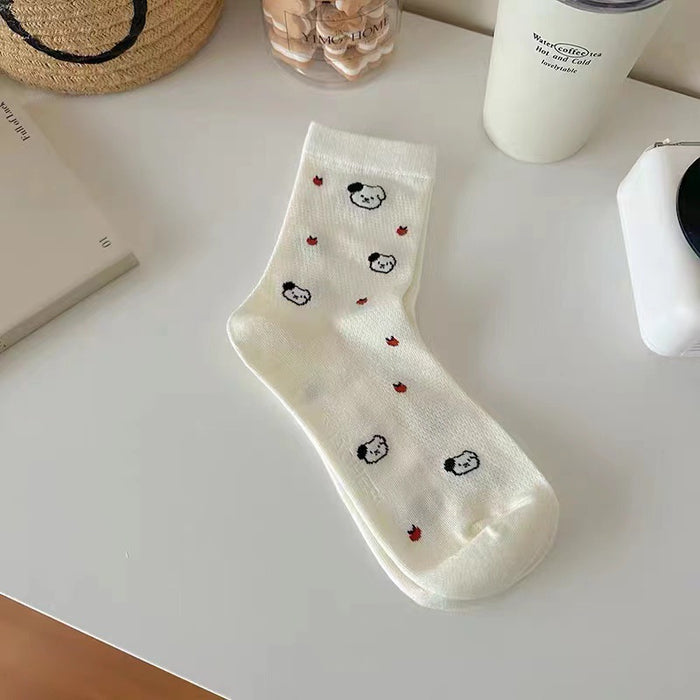 Wholesale White socks, middle tube socks, polyester socks, breathable mesh