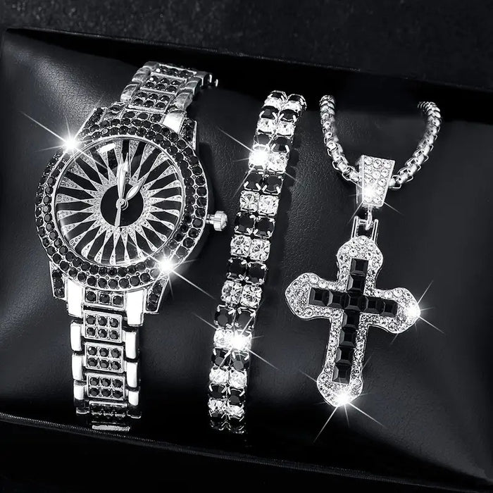 Wholesale Quartz Watch Full Diamond Bracelet Necklace