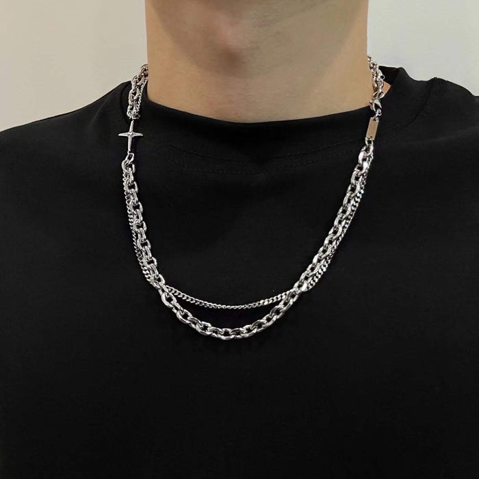 Wholesale Men's necklace, men's niche design, high street chain accessories, sweater chain, women's trendy brand