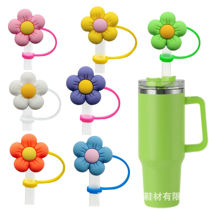 Wholesale New Colorful Flower Series Straw Cap Creative DIY Straw Stopper Reusable Straw Decorative Straw Cover