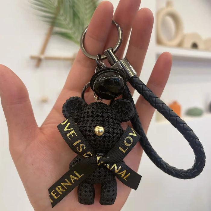 Wholesale resin wool bear doll keychain pendant female cute couple bag ornaments car keychain