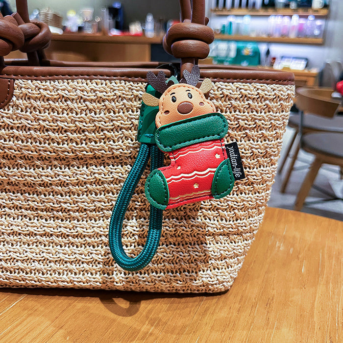 Wholesale Cartoon Leather  Pendant Keychain Cute Exquisite Leather Bag Pendant Christmas Gift