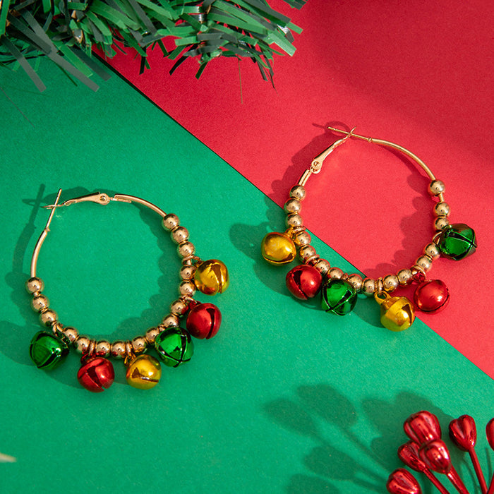 Wholesale Alloy Electroplated Christmas Bell Earrings Geometric Design Party Wear Gift MOQ≥2