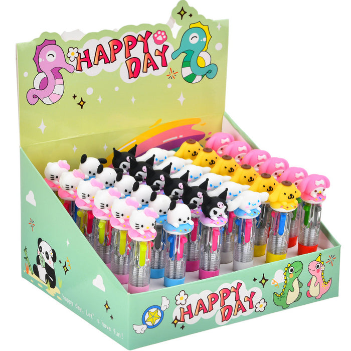 Wholesale 36pcs Cute donut mini four-color ballpoint pen multi-color hand account marking pen student stationery