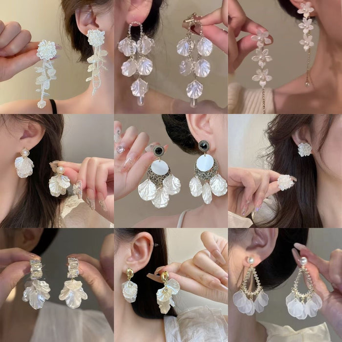Wholesale Flower Tassel Zircon Earrings Copper Fashion Accessory MOQ≥2