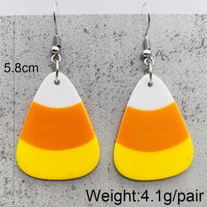 Wholesale Halloween 3D Halloween Candy Corn Acrylic Earrings JDC-ES-YaChen013