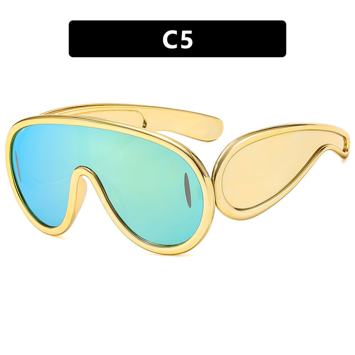 Wholesale Personalized large frame one-piece sunglasses, fashionable and trendy sunglasses