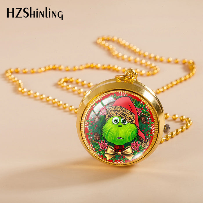 Wholesale Alloy Christmas Monster Grinch Rotating Pocket Watch JDC-PH-XiangL002