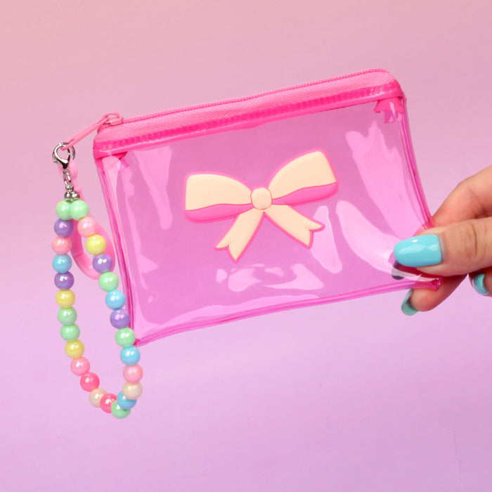 Wholesale Trendy Transparent Pink PVC Coin Purse Candy Style Wedding Favor Decorative Car Key Accessory For Resale