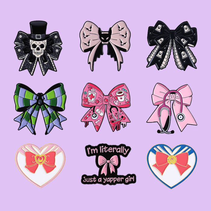 Wholesale Enamel Bow Flower Brooch Pin Set Cute Lapel Badge Party Jewelry Accessory