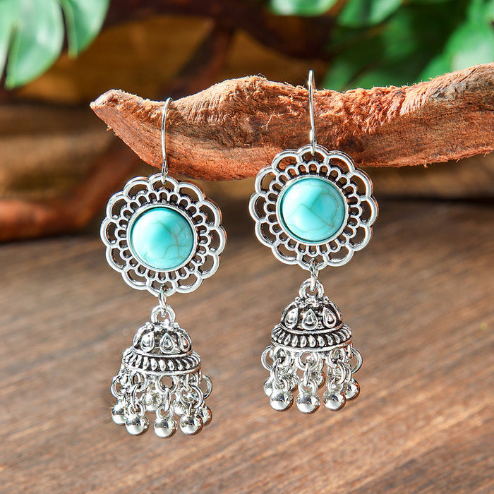 Wholesale 2pcs geometric metal turquoise bohemian earrings