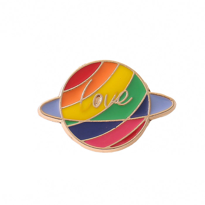 Wholesale Rainbow Love Letter Metal Badge JDC-BC-NanLuo003