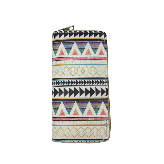 Wholesale 5pcs Ethnic Style Printed Long PU Wallet JDC-WT-JiRui016