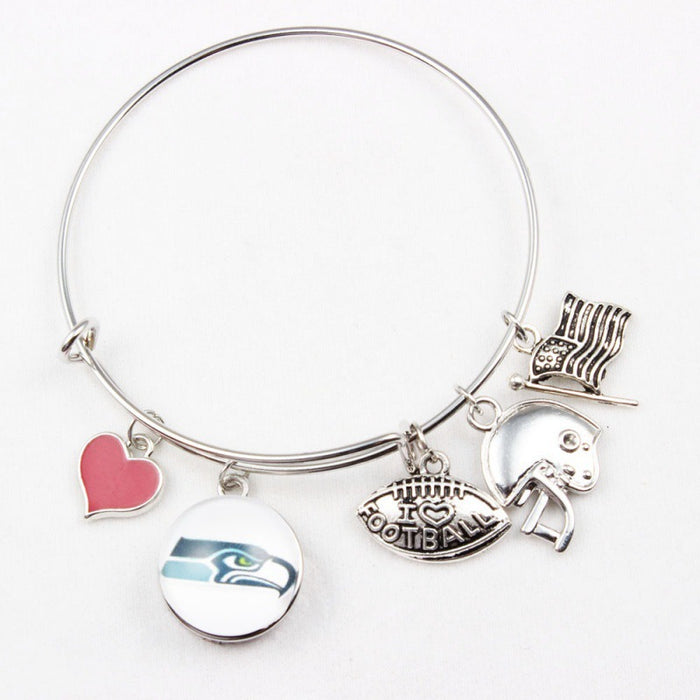 Wholesale Pittsburgh Steelers Helmet American Flag Alloy Pendant Bracelet