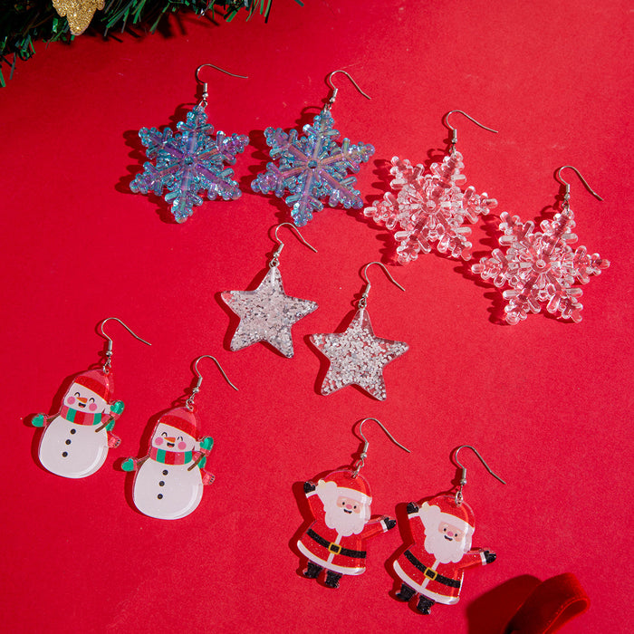 Wholesale Resin Snowflake  Earrings Creative Design Christmas Earrings MOQ≥2