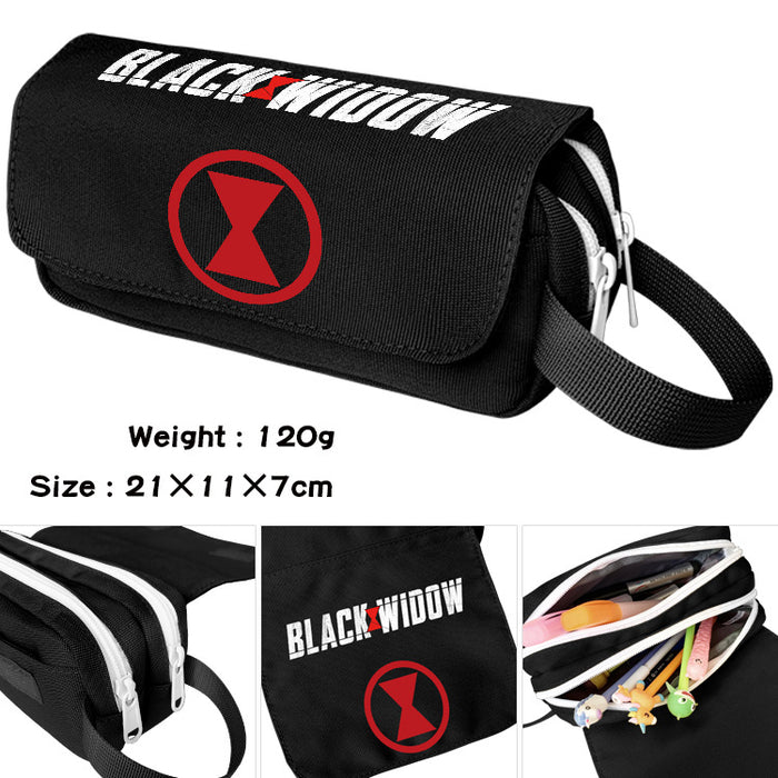 Wholesale Cartoon Canvas Pencil Case Double Layer Large Capacity Waterproof With Handle For Students