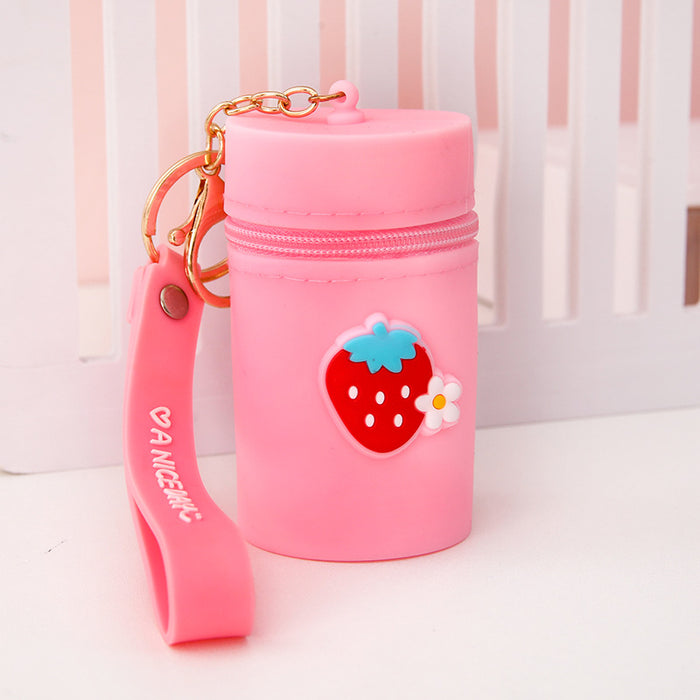Wholesale Cute bucket bag portable bucket coin purse silicone coin bag headphone storage bag pendant keychain