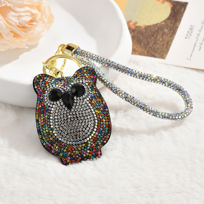 Wholesale Rhinestone-Embellished Velvet Owl Keychain