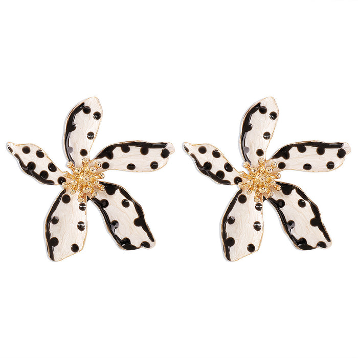 Wholesale Alloy Drop Oil Flower Polka Dot Earrings JDC-ES-QianDi028