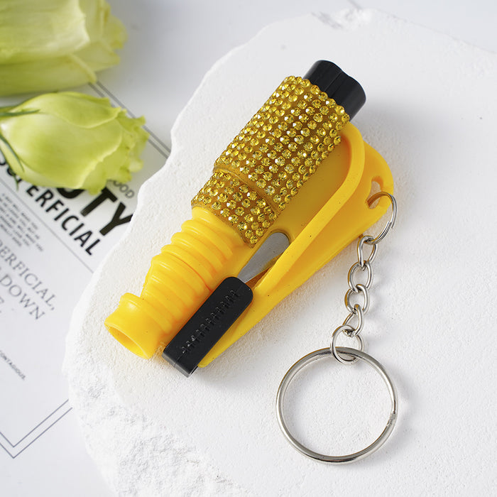 Wholesale Diamond-studded Plastic 2-in-1 Mini Window Breaker Keychain JDC-KC-ZY029