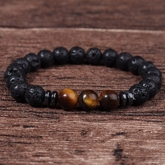 Wholesale Specially designed for volcano yellow tiger eye natural stone bead bracelet men's retro bracelet bracelet bracelet single circle set