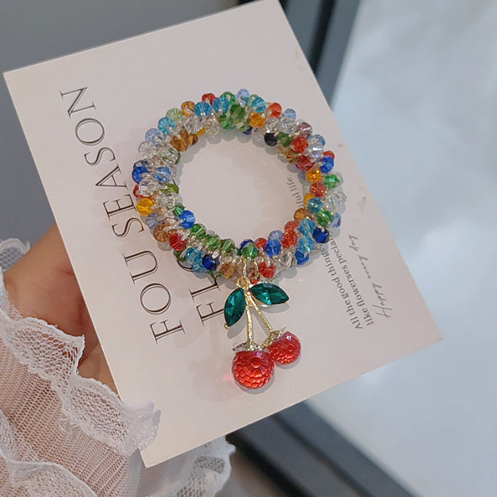 Wholesale Rhinestone Hair Rope Women's Bracelet Dual-purpose Peyponytail Rubber Tendon Beaded Headwear