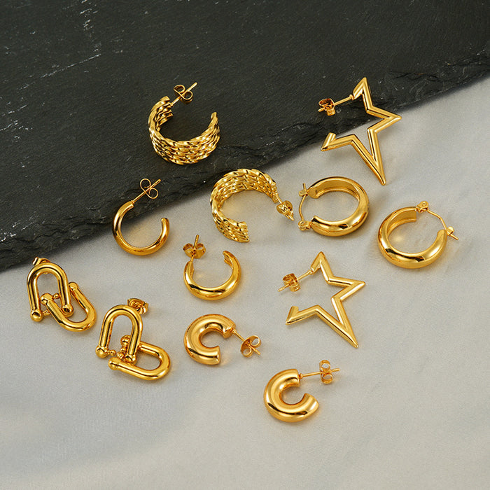 Wholesale women's horseshoe buckle C- shaped irregular earrings