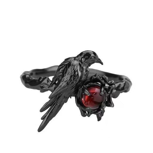 Wholesale Dark Style Crow Ring Women's Black Opening Adjustable Niche