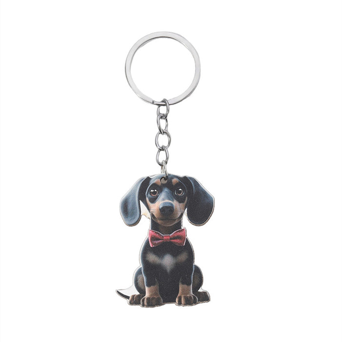 Wholesale Cute Cartoon Puppies Wooden Keychain JDC-KC-RongRui008